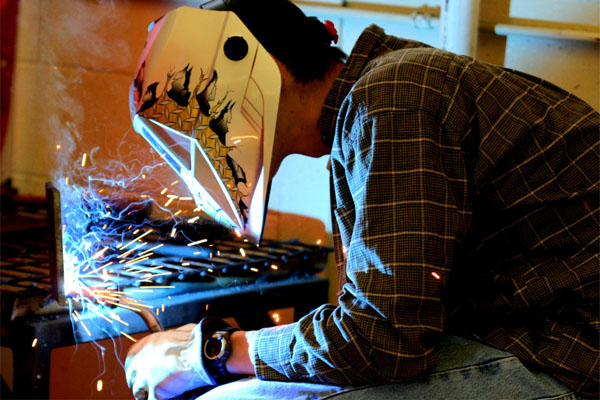 Student welding